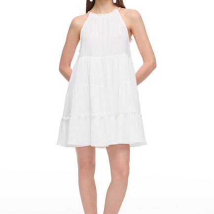 Beyaz Lyssa Rahat Kalıp Mini Boy Elbise