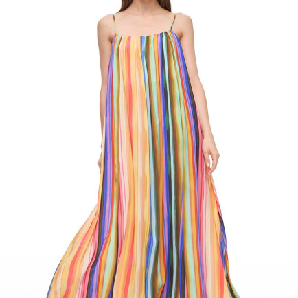 Çok Renkli Lyon Regular Fit Uzun Boy Elbise