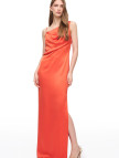 Tek Omuzlu Saten Uzun Elbise