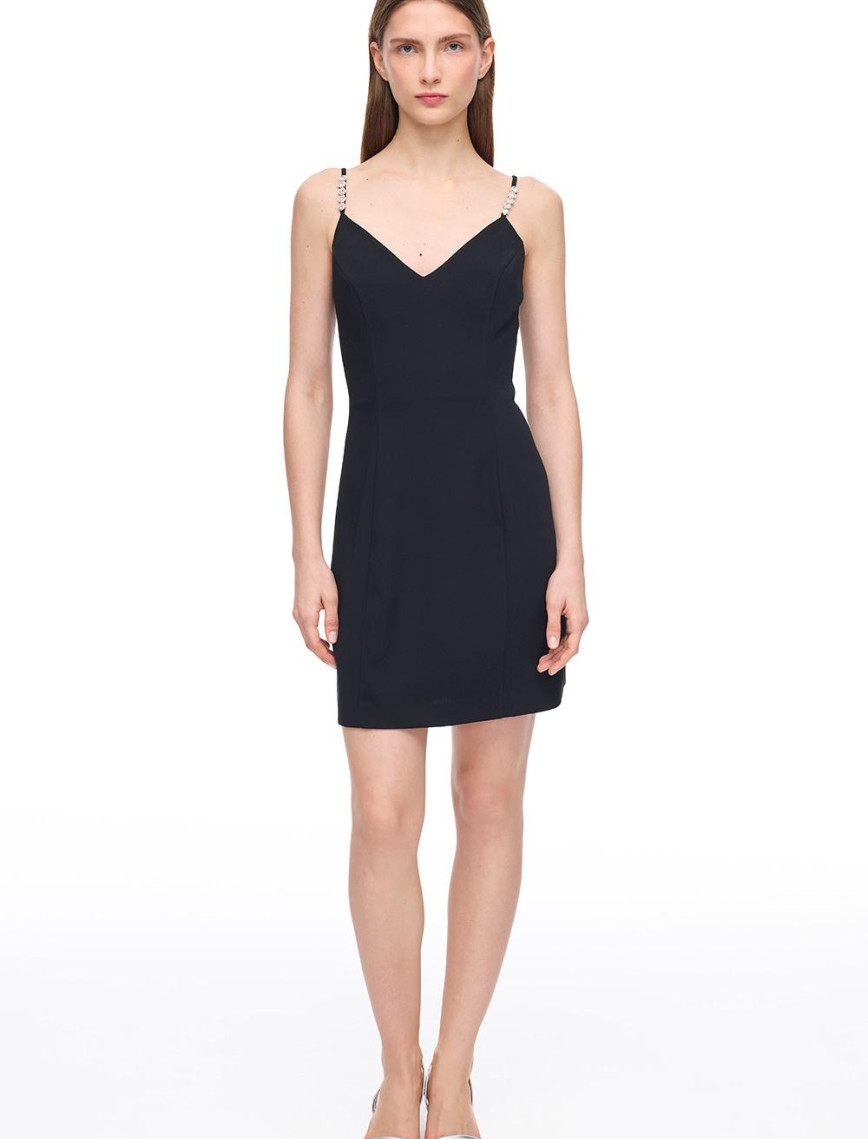 V Yaka Mini Saten Görünümlü Elbise V Yaka Mini Saten Görünümlü Elbise