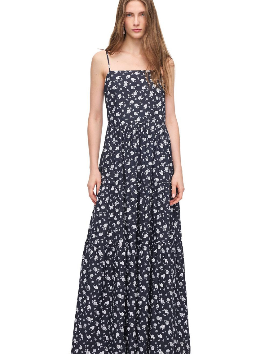 Siyah Beyaz Tonias Rahat Kalıp Çiçekli Uzun Boy Elbise Siyah Beyaz Tonias Rahat Kalıp Çiçekli Uzun Boy Elbise