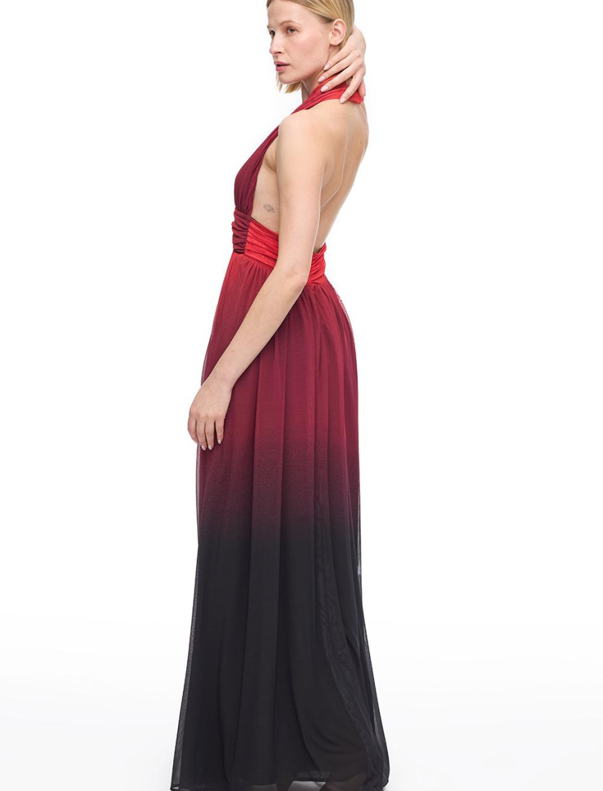 Çok Renkli Gios Regular Fit Degrade Uzun Boy Elbise