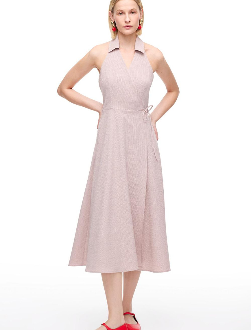 Pembe Violet Regular Fit Ekoseli Midi Boy Elbise Pembe Violet Regular Fit Ekoseli Midi Boy Elbise