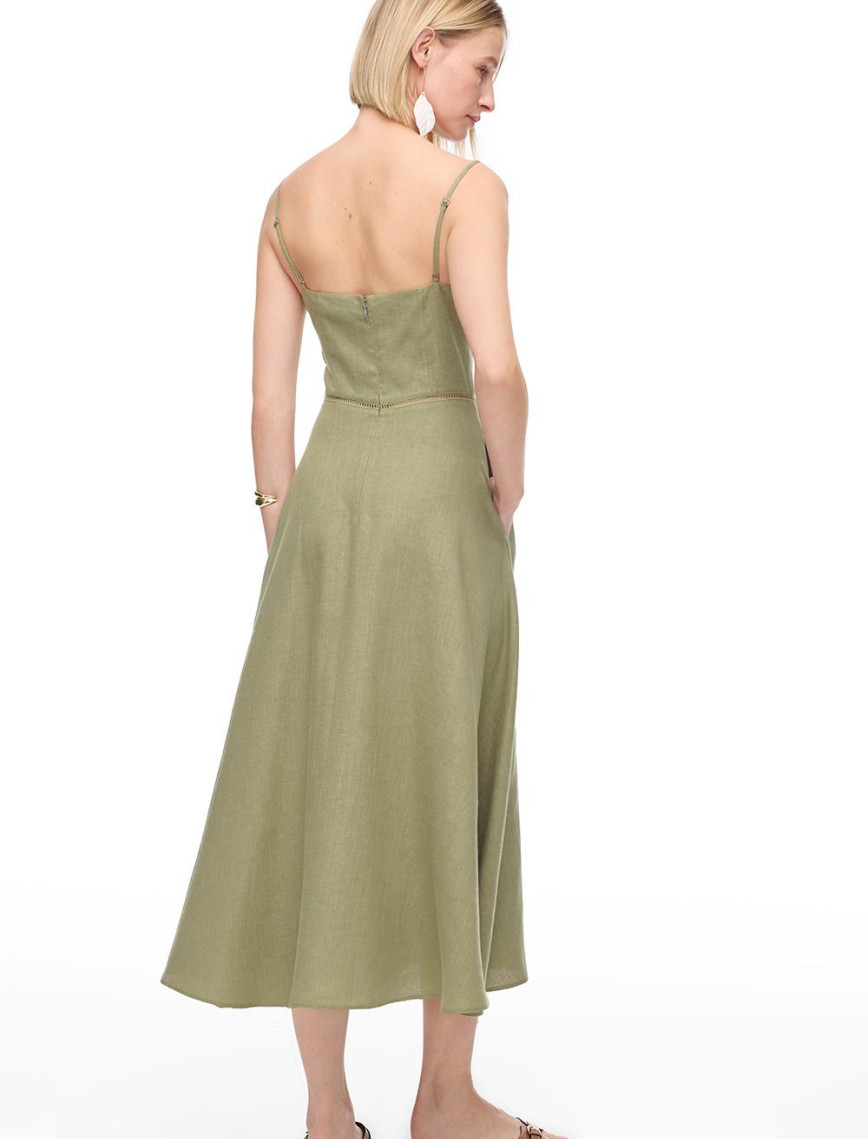 Haki Holas Regular Fit Midi Boy Elbise Haki Holas Regular Fit Midi Boy Elbise