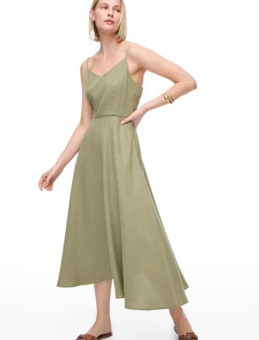 Haki Holas Regular Fit Midi Boy Elbise Haki Holas Regular Fit Midi Boy Elbise