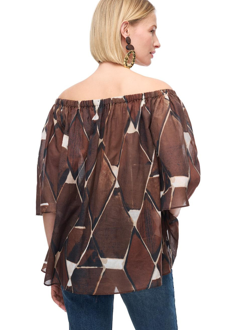 Kahverengi Ledas Regular Fit Geometrik Bluz Kahverengi Ledas Regular Fit Geometrik Bluz