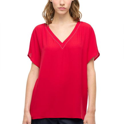 Kırmızı Ametist Rahat Kalıp V-Yaka Bluz Kırmızı Ametist Rahat Kalıp V-Yaka Bluz