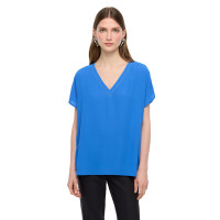 Saks Ametist Rahat Kalıp V-Yaka Bluz