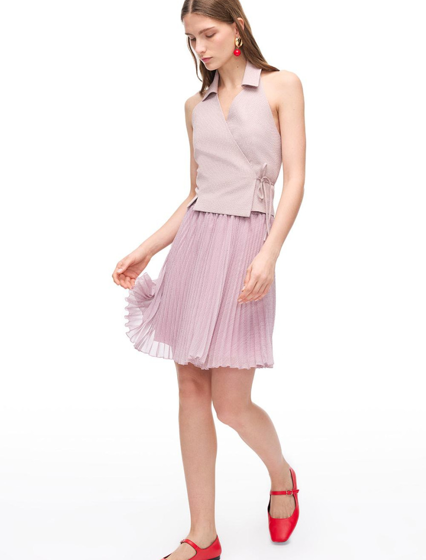 Pembe Violet Regular Fit Gömlek Yaka Ekoseli Bluz Pembe Violet Regular Fit Gömlek Yaka Ekoseli Bluz