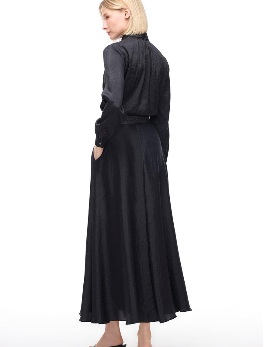 Düğmeli Uzun Kollu Poliamid Bluz Düğmeli Uzun Kollu Poliamid Bluz