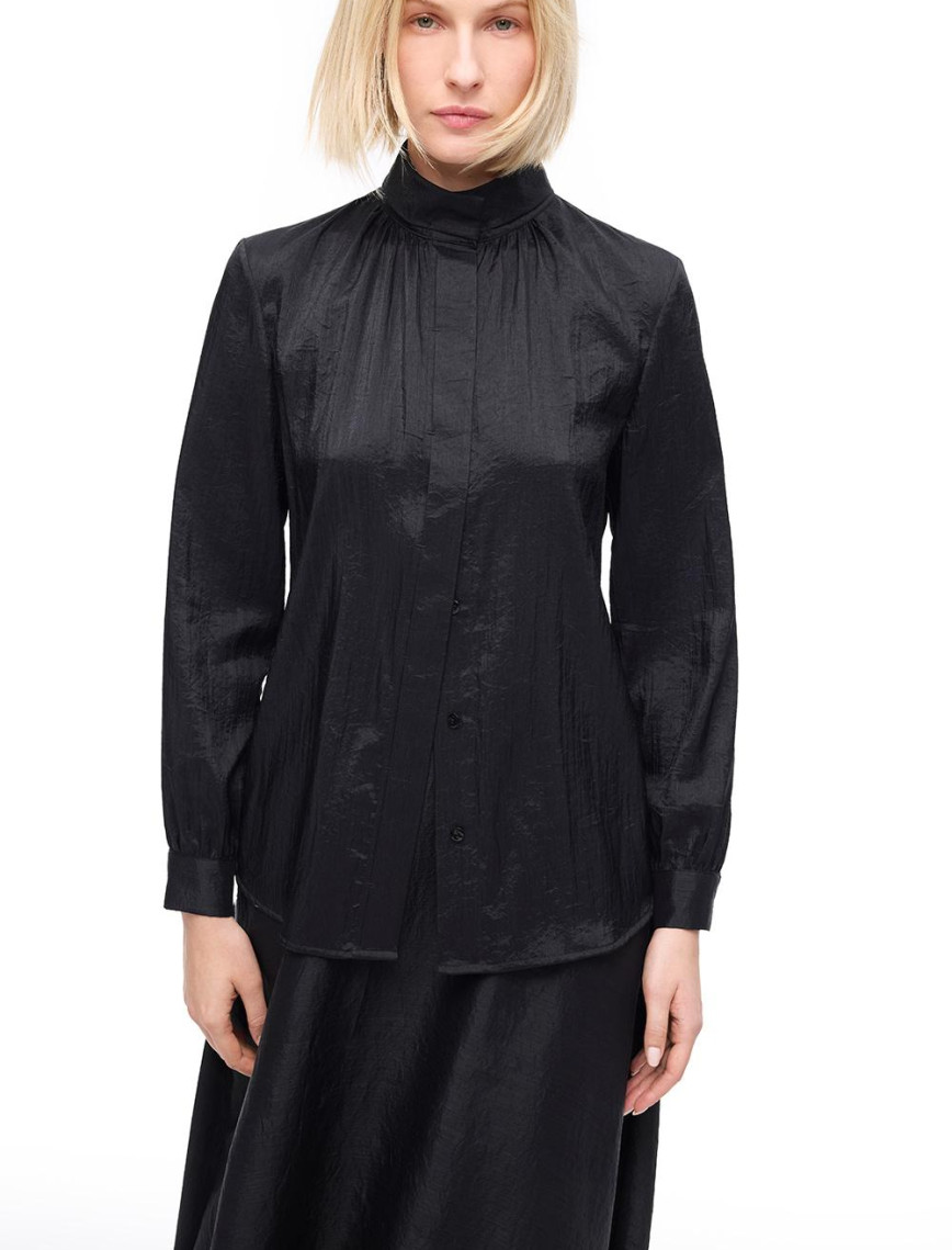 Düğmeli Uzun Kollu Poliamid Bluz Düğmeli Uzun Kollu Poliamid Bluz