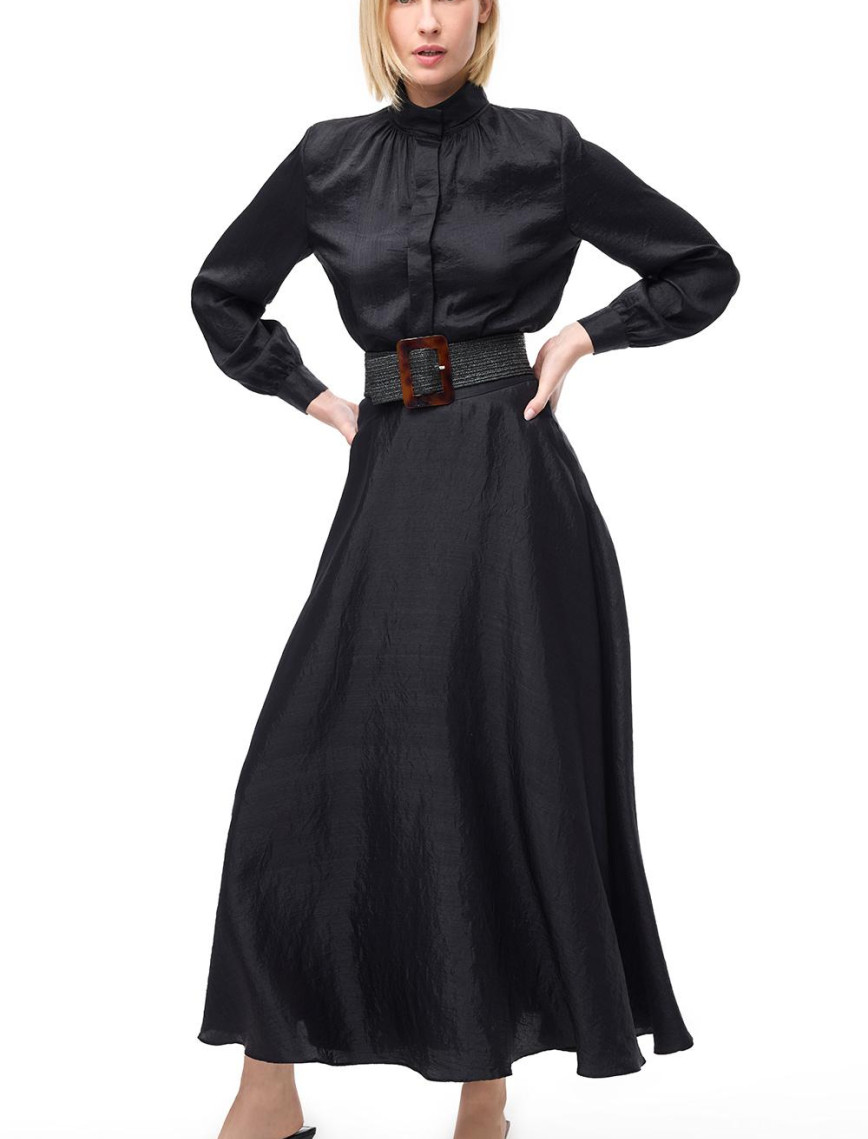 Düğmeli Uzun Kollu Poliamid Bluz Düğmeli Uzun Kollu Poliamid Bluz