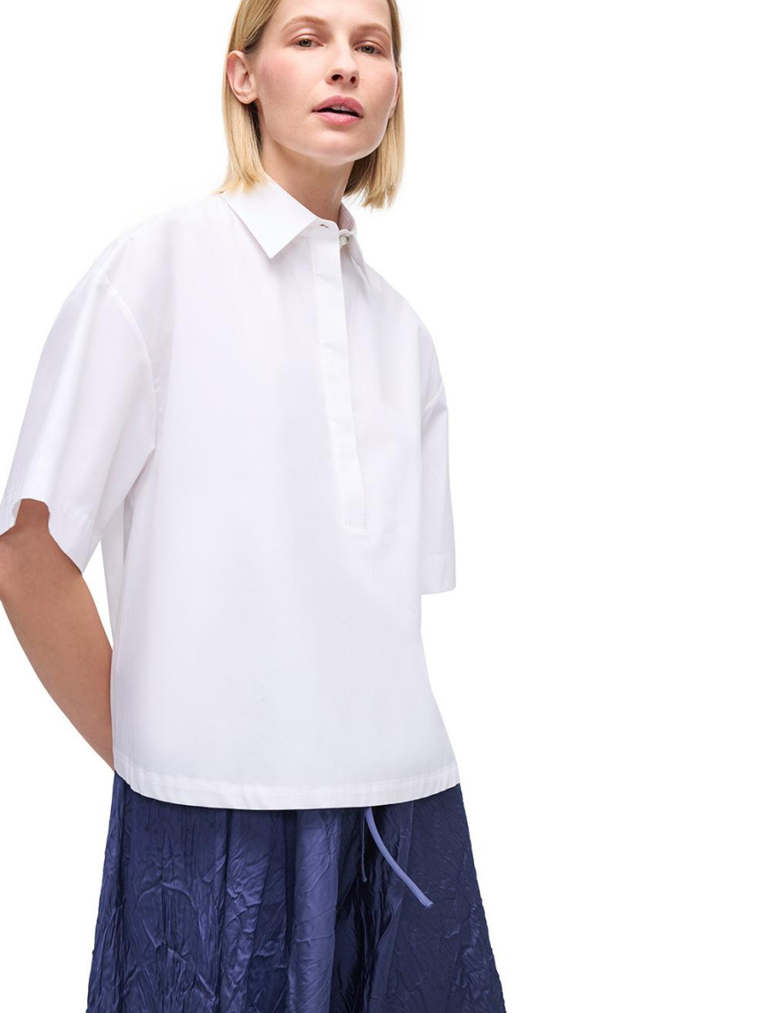 Beyaz Albas Regular Fit Gömlek Yaka Bluz Beyaz Albas Regular Fit Gömlek Yaka Bluz