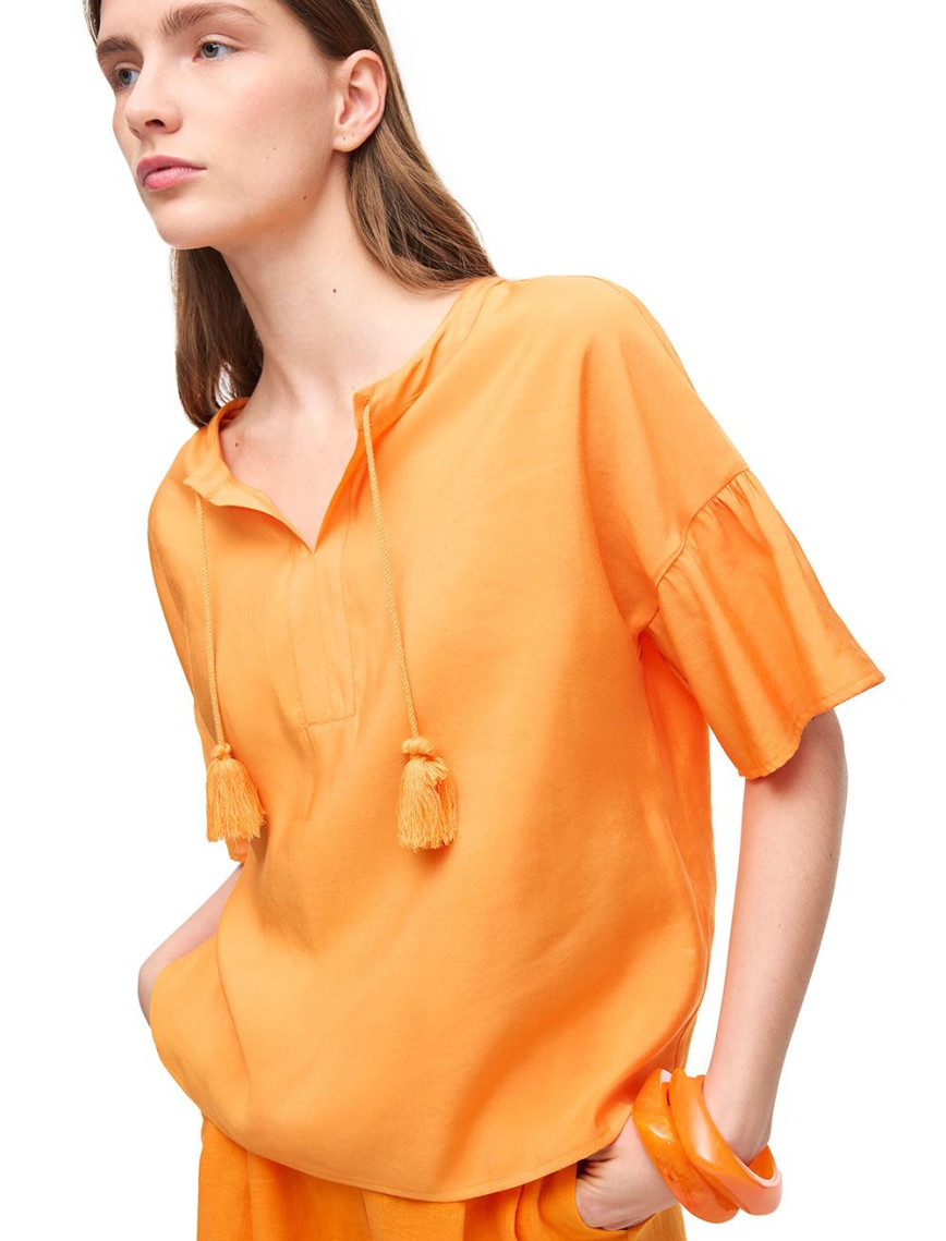 Turuncu Decisive Regular Fit Bisiklet Yaka Bluz Turuncu Decisive Regular Fit Bisiklet Yaka Bluz