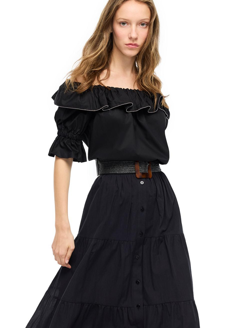 Siyah Albas Regular Fit Bluz Siyah Albas Regular Fit Bluz