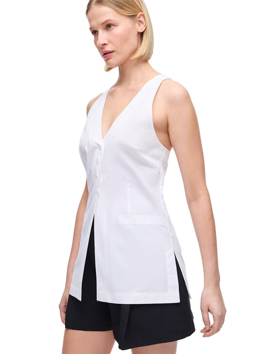 Beyaz Albas Regular Fit V-Yaka Bluz Beyaz Albas Regular Fit V-Yaka Bluz