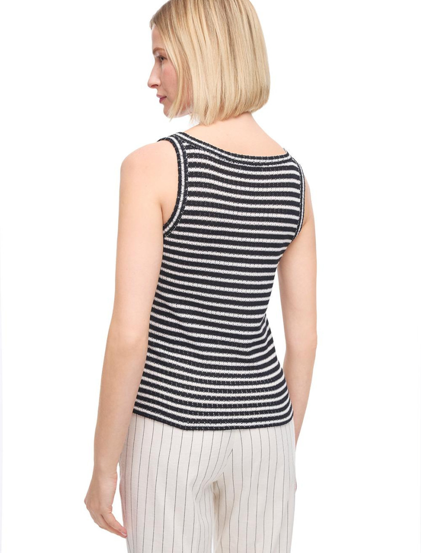 Siyah Beyaz Heras Regular Fit Yuvarlak Yaka Çizgili Bluz Siyah Beyaz Heras Regular Fit Yuvarlak Yaka Çizgili Bluz