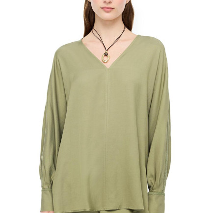 Gömlek Yaka Uzun Kollu İpek Karışımlı Bluz Gömlek Yaka Uzun Kollu İpek Karışımlı Bluz