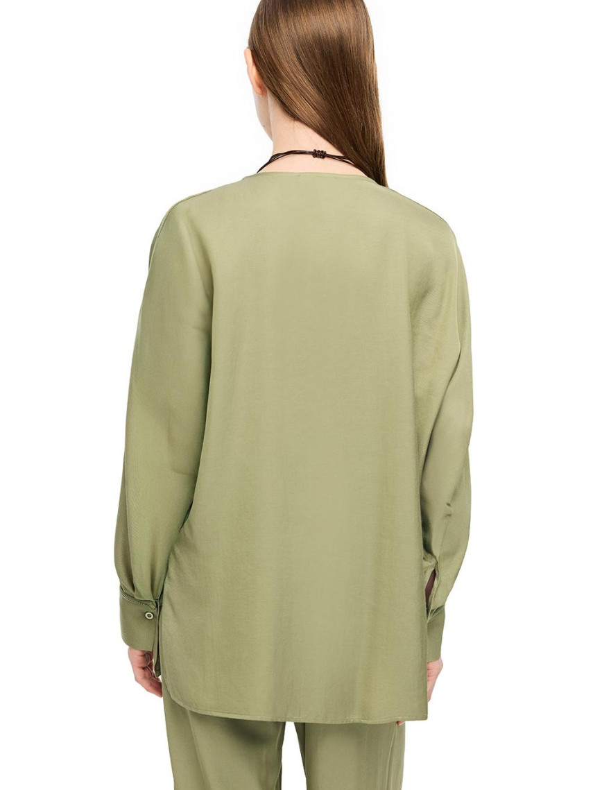 Gömlek Yaka Uzun Kollu İpek Karışımlı Bluz Gömlek Yaka Uzun Kollu İpek Karışımlı Bluz