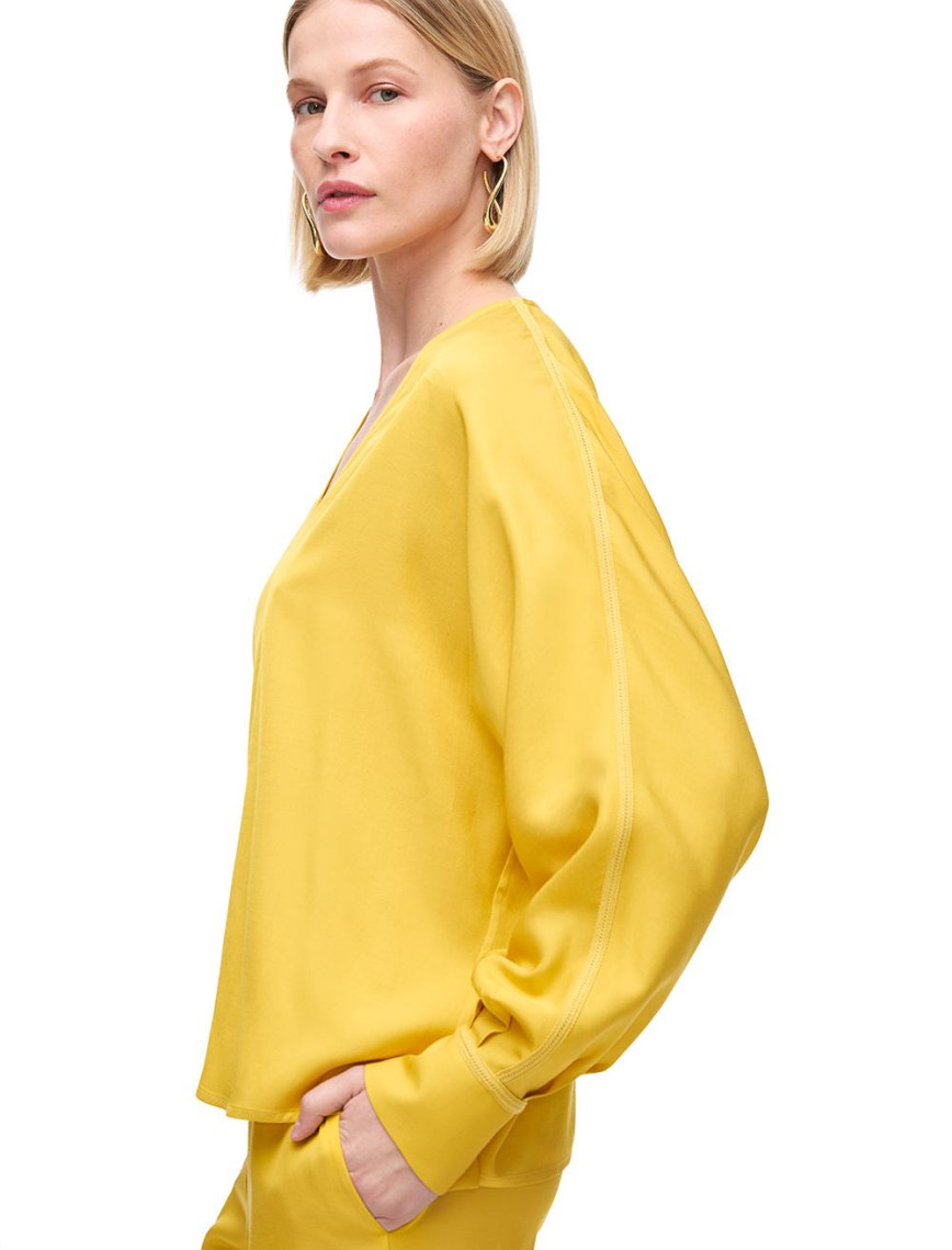 Gömlek Yaka Uzun Kollu İpek Karışımlı Bluz Gömlek Yaka Uzun Kollu İpek Karışımlı Bluz