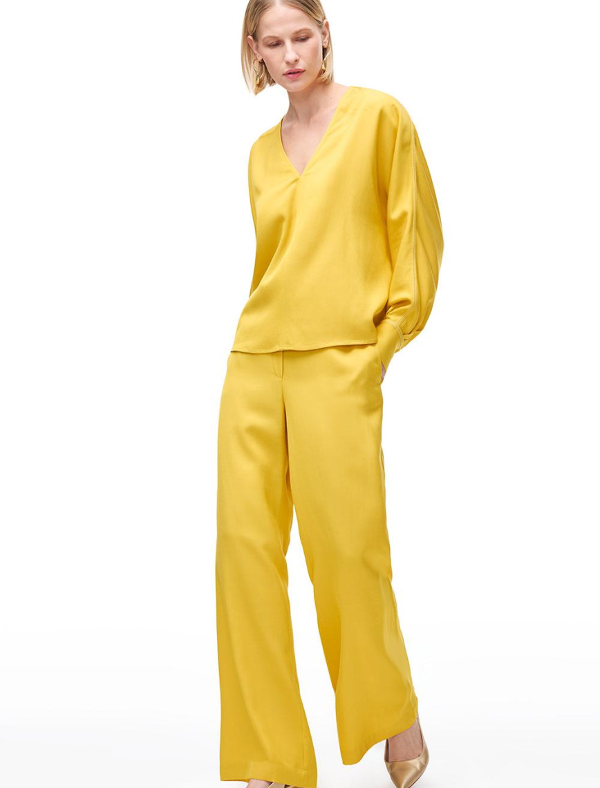 Gömlek Yaka Uzun Kollu İpek Karışımlı Bluz Gömlek Yaka Uzun Kollu İpek Karışımlı Bluz