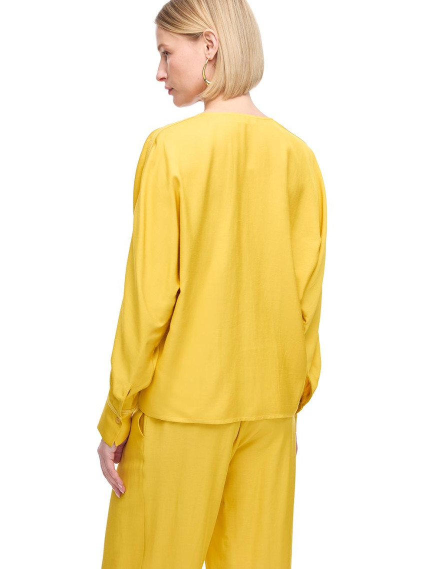 Gömlek Yaka Uzun Kollu İpek Karışımlı Bluz Gömlek Yaka Uzun Kollu İpek Karışımlı Bluz