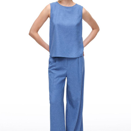 Mavi Torp Regular Fit Yuvarlak Yaka Bluz