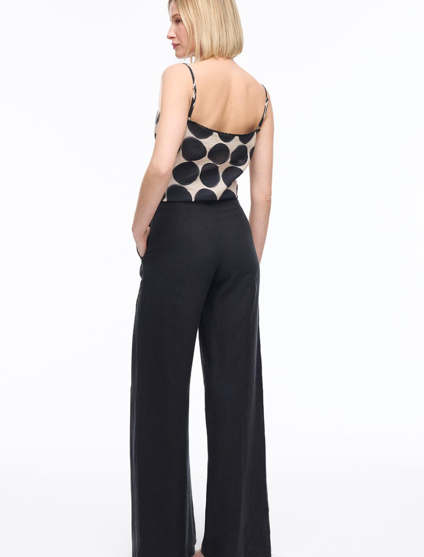 Pamuklu Yüksek Bel Geniş Paça Pantolon Pamuklu Yüksek Bel Geniş Paça Pantolon