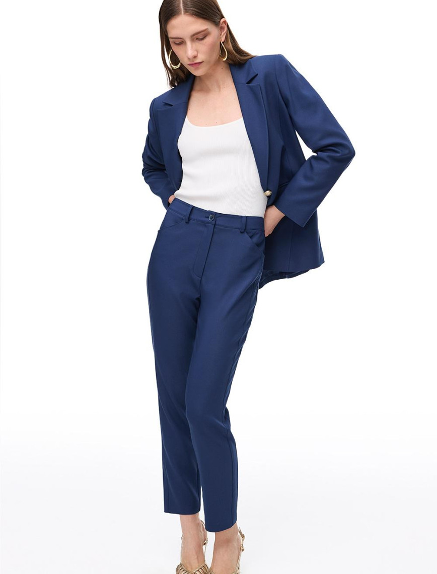 Lacivert Dellas Regular Fit Yüksek Bel Pantolon