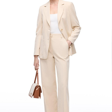 Bej Loresi Rahat Kalıp Yüksek Bel Pantolon