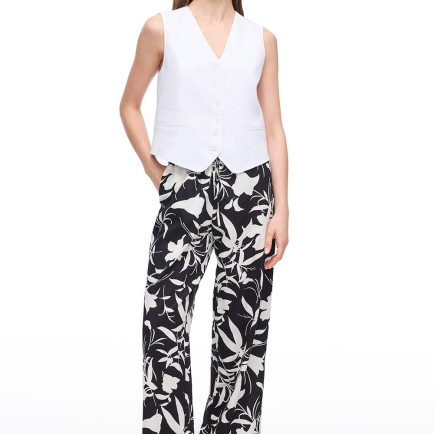 Çiçek Desenli Pamuklu Yüksek Bel Pantolon