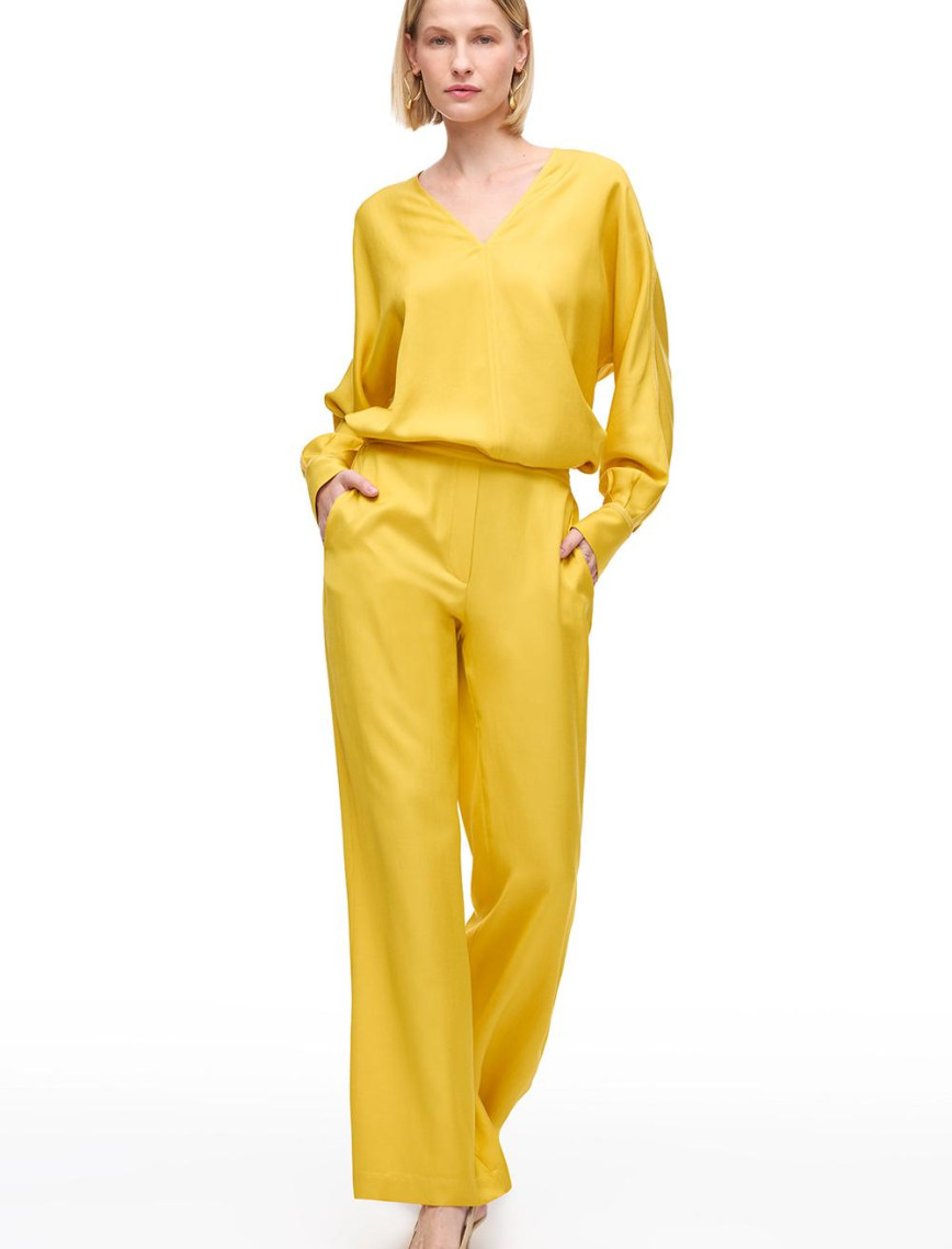 Sarı Favors Rahat Kalıp Yüksek Bel Pantolon Sarı Favors Rahat Kalıp Yüksek Bel Pantolon