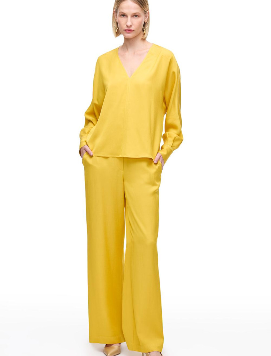 Sarı Favors Rahat Kalıp Yüksek Bel Pantolon Sarı Favors Rahat Kalıp Yüksek Bel Pantolon