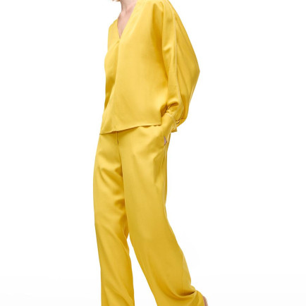 Sarı Favors Rahat Kalıp Yüksek Bel Pantolon