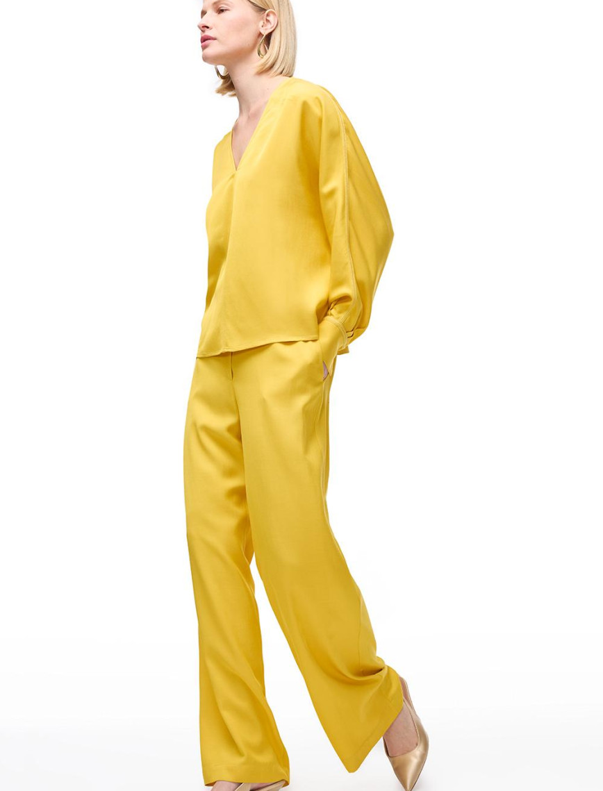 Sarı Favors Rahat Kalıp Yüksek Bel Pantolon Sarı Favors Rahat Kalıp Yüksek Bel Pantolon