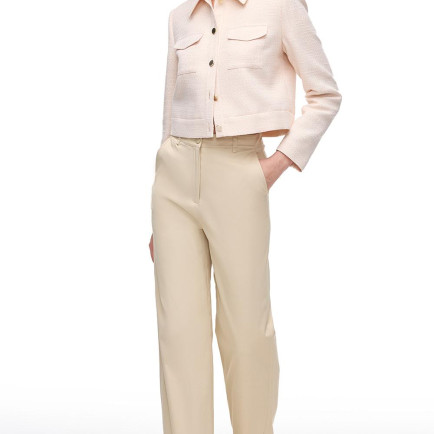 Bej Kalsit Rahat Kalıp Yüksek Bel Pantolon