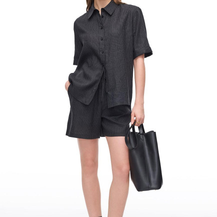 Siyah Gads Rahat Kalıp Yüksek Bel Kısa Boy Şort