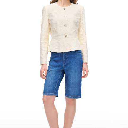 Krem İolite Regular Fit Çiçekli Ceket