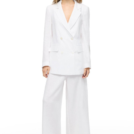 Beyaz Holas Rahat Kalıp Ceket