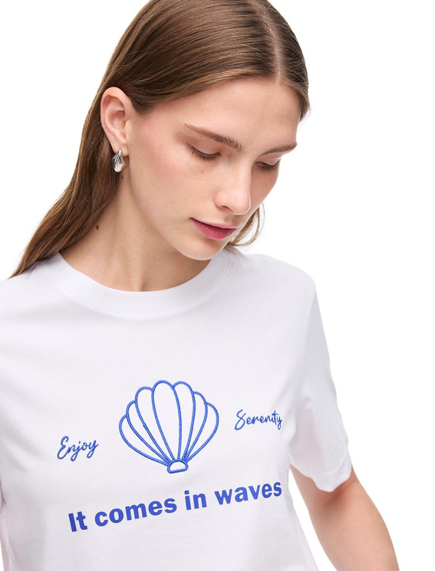 Nebula Beyaz Renk Regular Fit Bisiklet Yaka Tişört Nebula Beyaz Renk Regular Fit Bisiklet Yaka Tişört