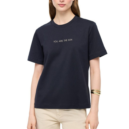 Makis Lacivert Renk Rahat Kalıp Bisiklet Yaka Takma Kol Tişört