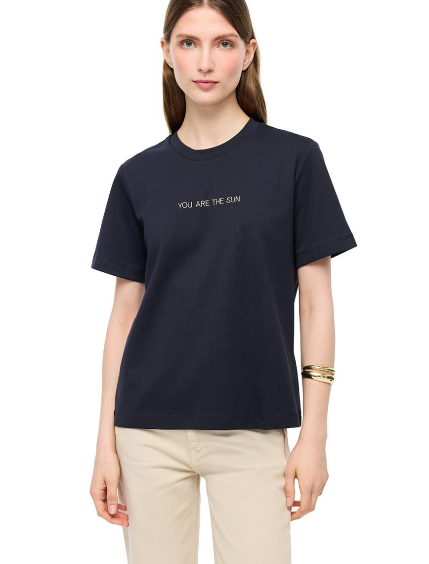 Makis Lacivert Renk Rahat Kalıp Bisiklet Yaka Takma Kol Tişört Makis Lacivert Renk Rahat Kalıp Bisiklet Yaka Takma Kol Tişört