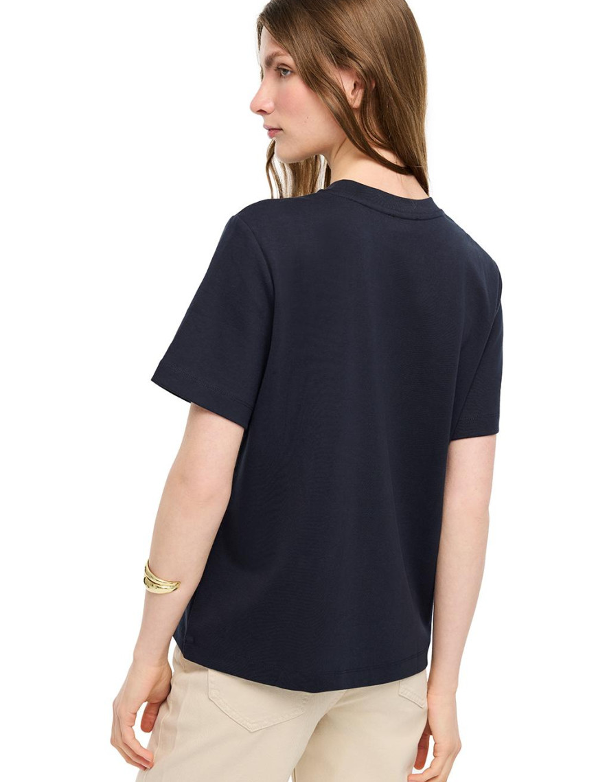 Makis Lacivert Renk Rahat Kalıp Bisiklet Yaka Takma Kol Tişört Makis Lacivert Renk Rahat Kalıp Bisiklet Yaka Takma Kol Tişört