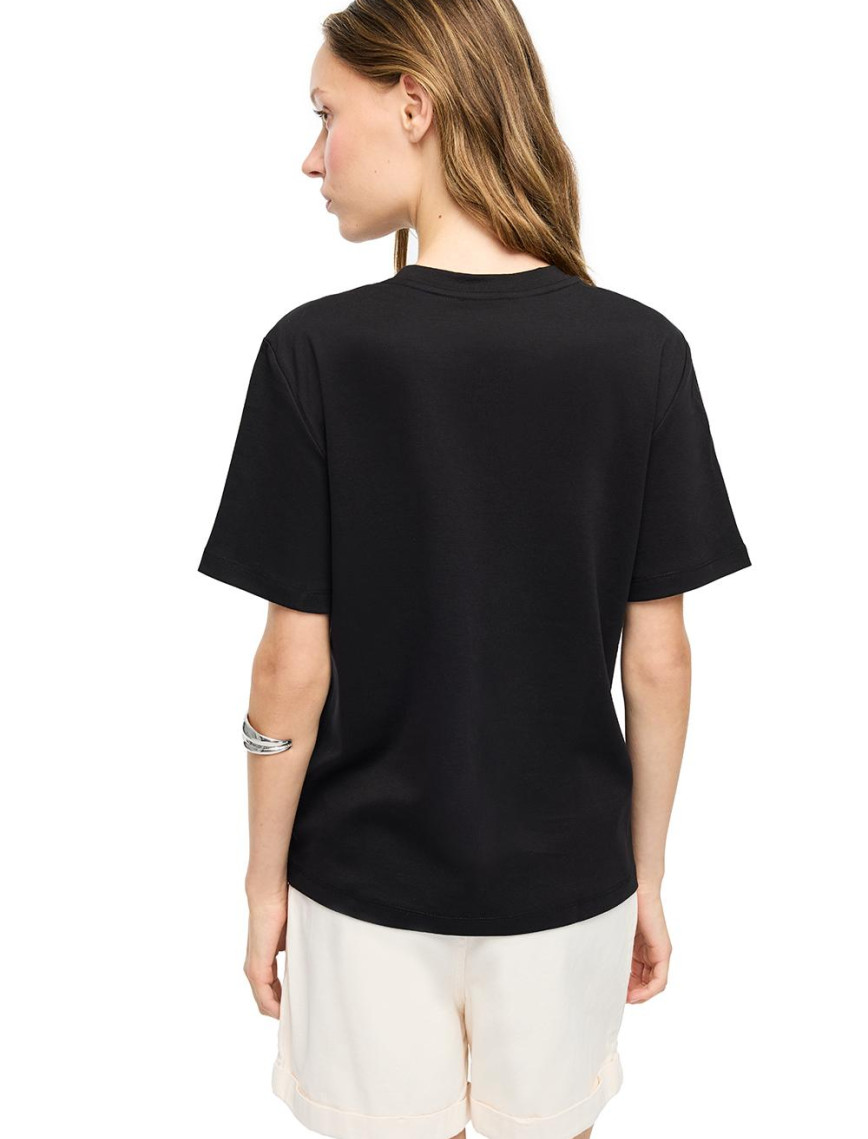 Çizgili Bisiklet Yaka Pamuklu Tişört