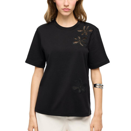 Çizgili Bisiklet Yaka Pamuklu Tişört