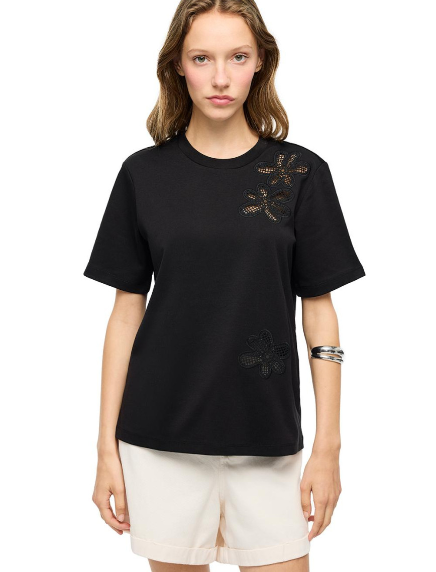 Çizgili Bisiklet Yaka Pamuklu Tişört