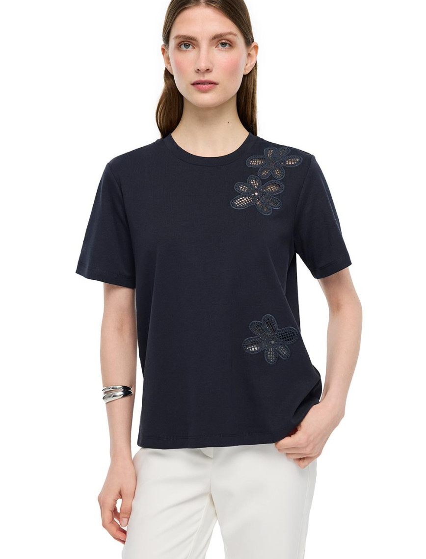 Çizgili Bisiklet Yaka Pamuklu Tişört