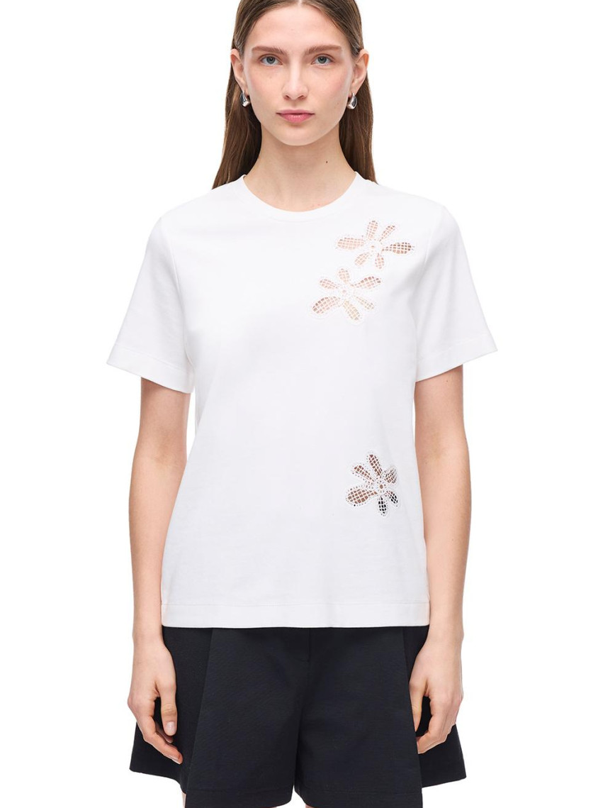 Çizgili Bisiklet Yaka Pamuklu Tişört