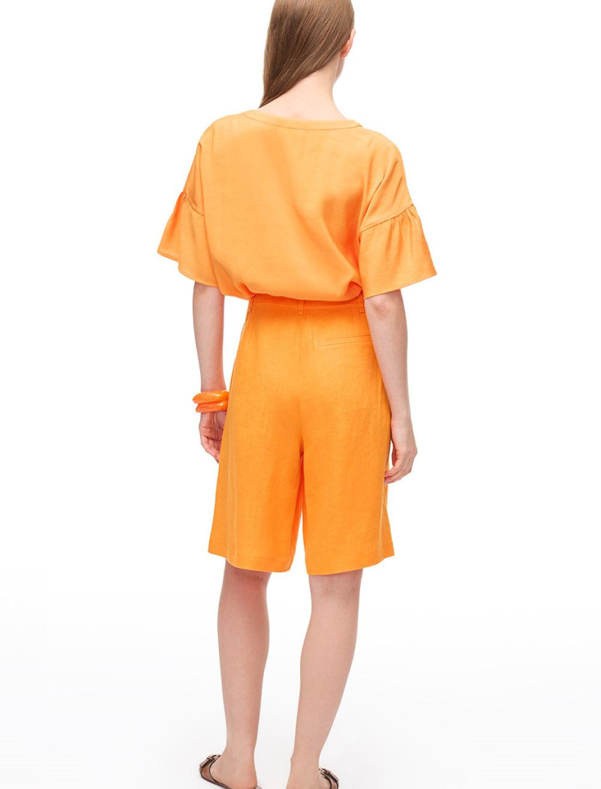 Turuncu Holas Regular Fit Yüksek Bel Diz Boy Şort Turuncu Holas Regular Fit Yüksek Bel Diz Boy Şort