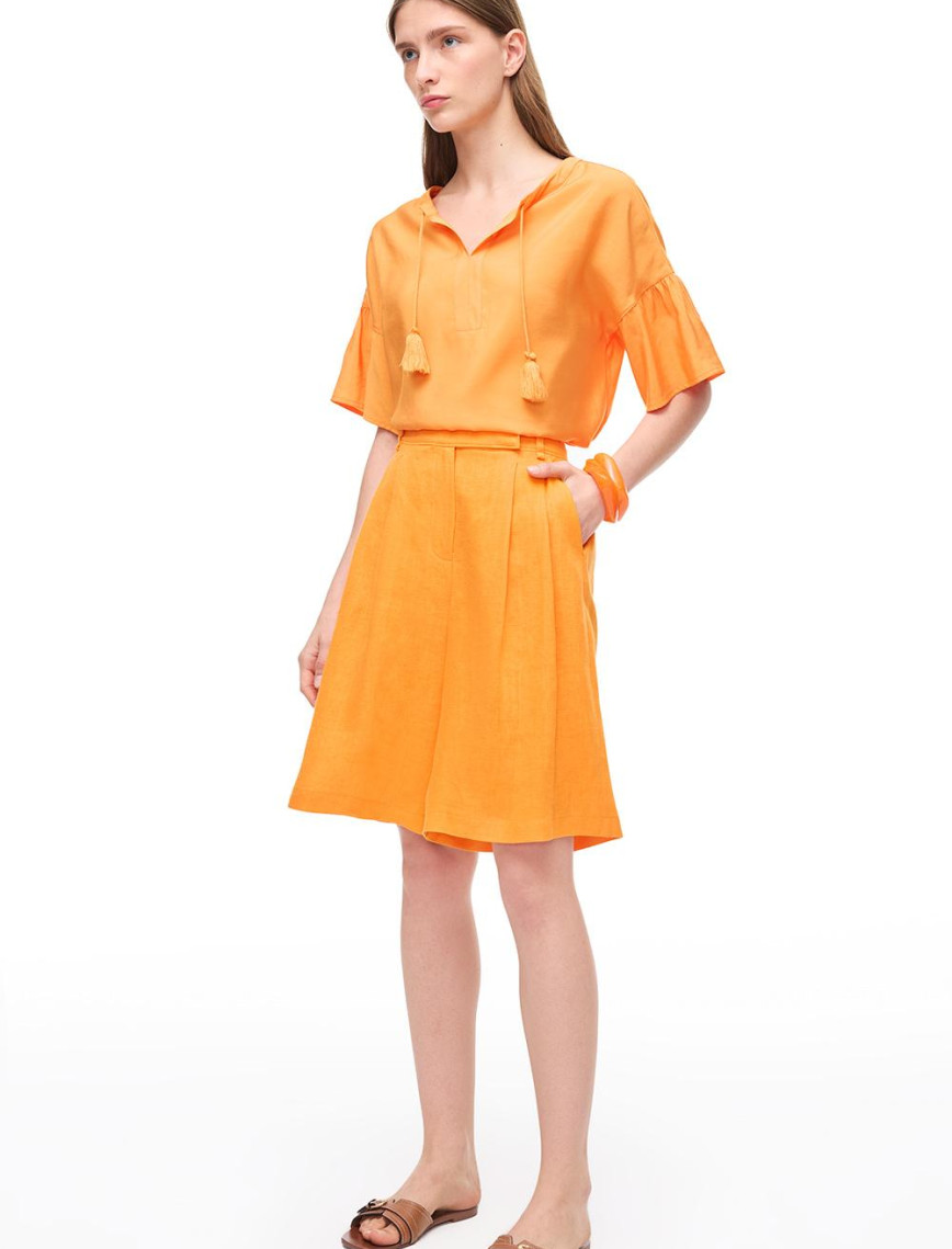 Turuncu Holas Regular Fit Yüksek Bel Diz Boy Şort Turuncu Holas Regular Fit Yüksek Bel Diz Boy Şort